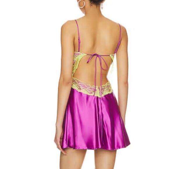 NWT More to come Kyla Mini Dress Orchid purple lace slip lingerie Revolve XS - Picture 2 of 12